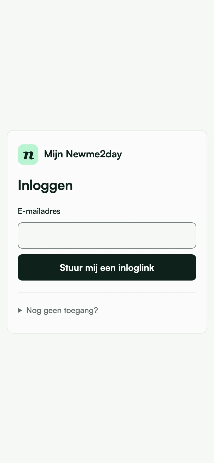The sign-in screen of Mijn Newme2day on a phone.