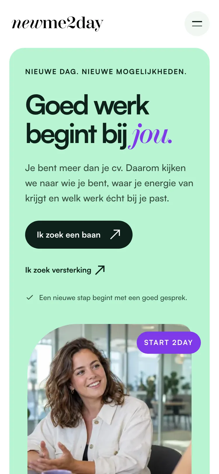 The homepage of newme2day.nl on a phone.