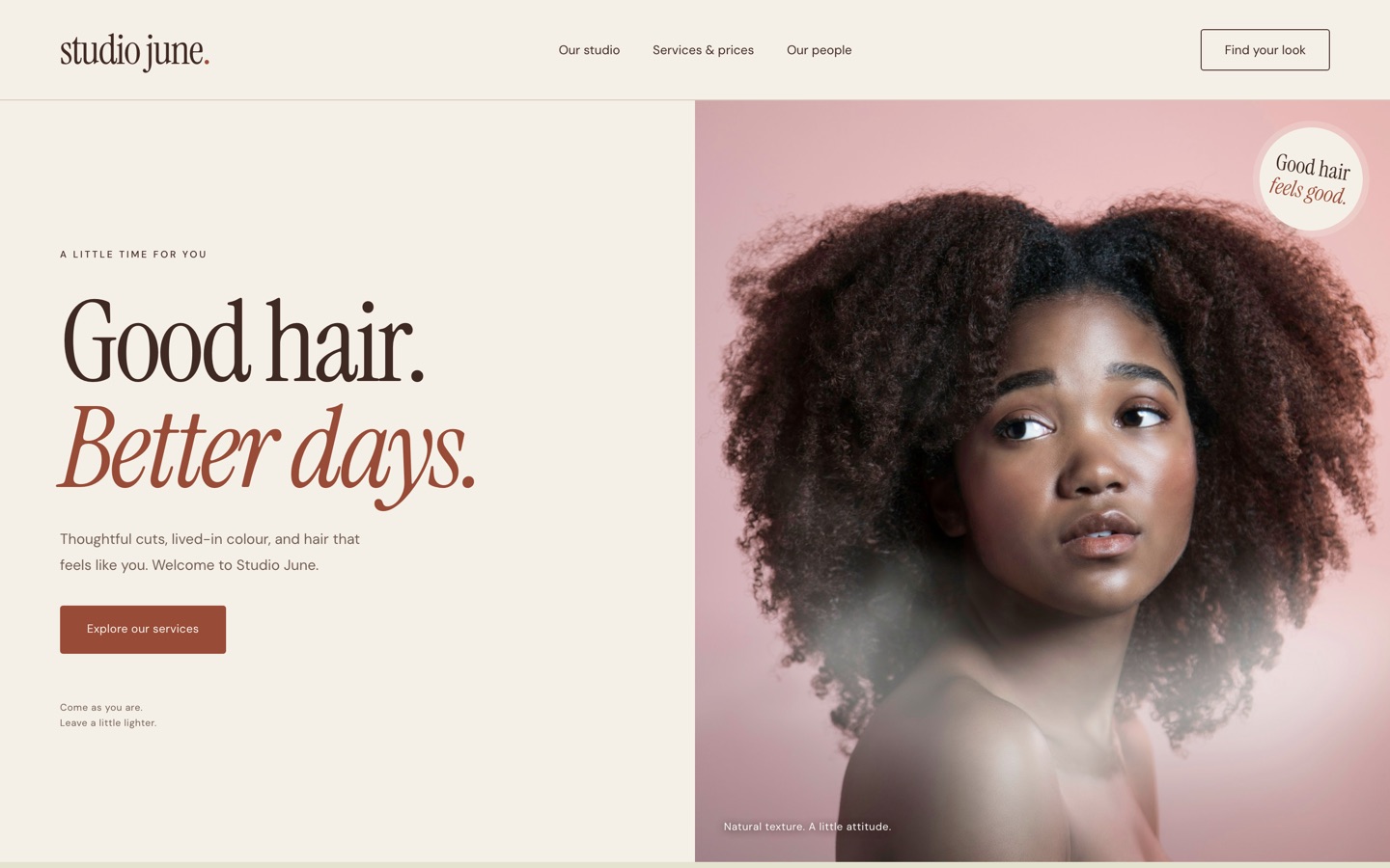 Studio June: A salon website built from one sentence.